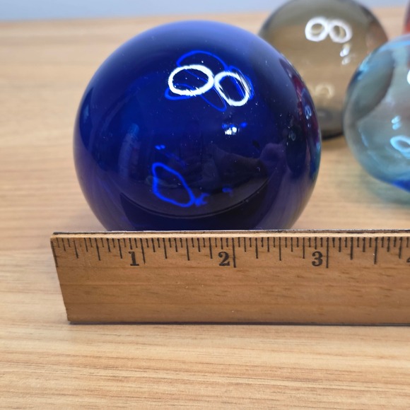 Set of 11 Vintage Large Japanese Blown Glass Fishing Float Buoys Red Blue Green - Picture 9 of 11